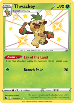 Thwackey SV005/SV122 Shiny Rare Shining Fates Shiny Vault Pokemon Near Mint - Image 1