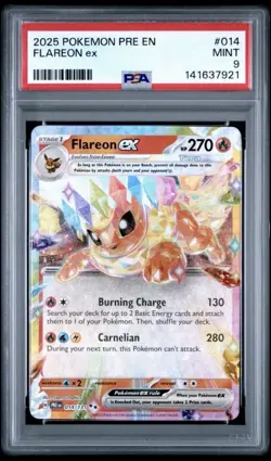 2025 POKEMON PRE EN-PRISMATIC EVOLUTIONS #014 FLAREON EX PSA 9 - Image 1