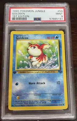 1999 Pokemon Jungle 1st Edition #53 WOTC 53/64 Goldeen First Edition PSA 9 Mint - Image 1