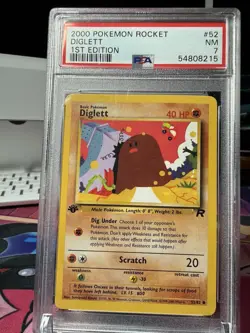 Pokemon TCG Diglett 52/82 Team Rocket 1st Edition Regular Common PSA 7 - Image 2