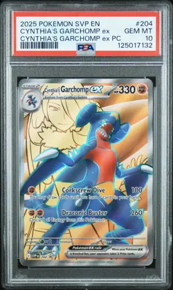 2025 POKEMON SVP EN-SV BLACK STAR PROMO #204 CYNTHIA'S GARCHOMP EX PSA 10 - Image 1