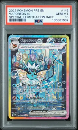 2025 Pokemon Pre En-Prismatic Evolutions #149 Vaporeon Ex SIR PSA 10. - Image 1