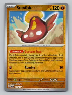 Reverse Holo Stunfisk 112/197 Uncommon Obsidian Flames Pokemon - Image 1