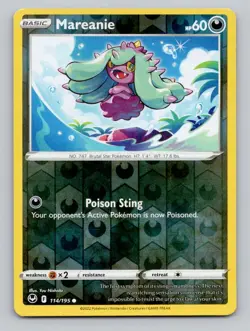 Reverse Holo Mareanie 114/195 Common Silver Tempest Pokemon - Image 1