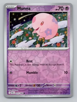 Reverse Holo Munna 035/086 Common Black Bolt Pokemon - Image 1