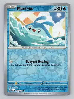 Reverse Holo Mantyke 039/182 Common Paradox Rift Pokemon - Image 1