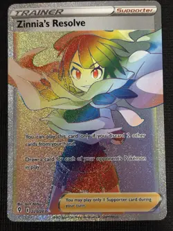 2021 POKEMON EVOLVING SKIES ZINNIA'S RESOLVE 225/203 SECRET RARE RAINBOW TRAINER - Image 1