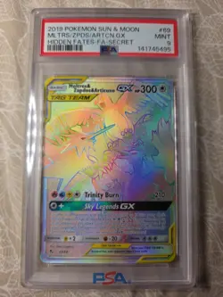 POKEMON SUN & MOON HIDDEN FATES 2019 FA/MOLTRES & ZAPDOS & ARTICUNO GX PSA 9 - Image 1