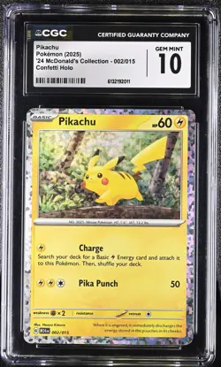 CGC 10 PIKACHU 002/015 CONFETTI HOLO '24 MCDONALD'S COLLECTION POKEMON GEM MINT - Image 1