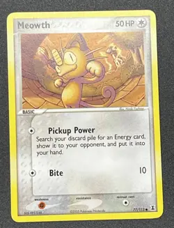 Pokemon Meowth 77/113 EX Delta Species 2005 50 HP Common Bite - Image 1