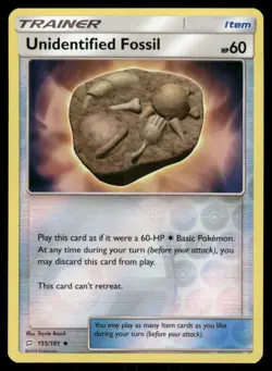 2019 Unidentified Fossil Uncommon Team Up 155/181 Reverse Holo LP - Image 1