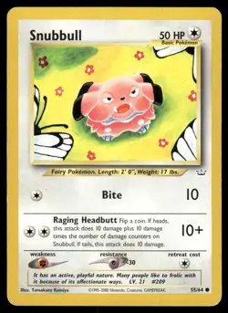 2001 Pokemon Snubbull Common Neo Revelation 55/64 Unlimited DMG - Image 1