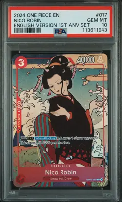 PSA 10 - Nico Robin OP01-017 Alt Art - One Piece English 1st Anniversary Promo - Image 1