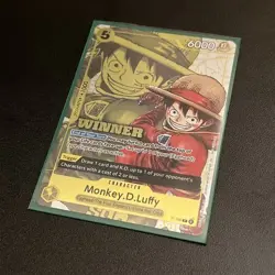 Bandai One Piece CCG Winner Monkey.D.Luffy Character Card P-106 Egghead promo - Image 1