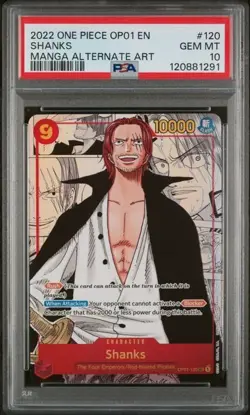 2022 One Piece OP01 Manga Alternate Art #120 Shanks PSA 10 GEM MINT - Image 1