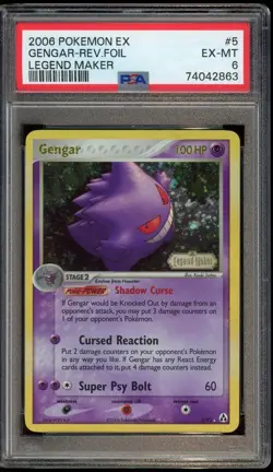 2006 POKEMON EX LEGEND MAKER GENGAR REVERSE HOLO RARE STAMPED 5/92 PSA 6 EX-MT - Image 1