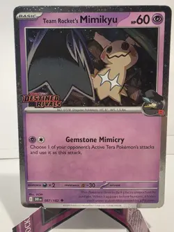 Team Rocket's Mimikyu Pre Release STAMPED Promo Destined Rivals Pokemon - Image 1