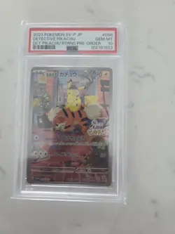 2023 POKEMON JAPANESE SV-P PROMO #098 DETECTIVE PIKACHU PSA 10 - Image 1