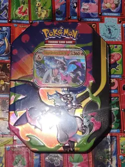 SEALED Mega Charizard X ex Tin Pokemon TCG Mega Evolution Phantasmal Flames - Image 1