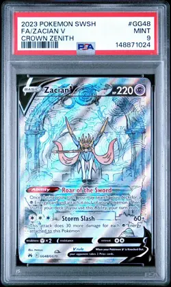 Pokemon Zacian V Ultra Rare Full Art Holo PSA 9 Crown Zenith GG48/GG70 2023 - Image 1