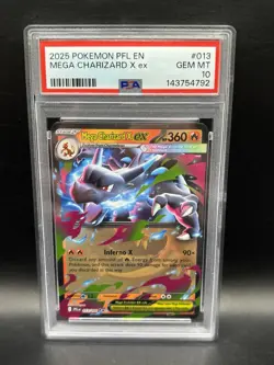 2025 Pokemon Phantasmal Flames Mega Charizard X ex Double Rare #013/094 PSA 10 - Image 1