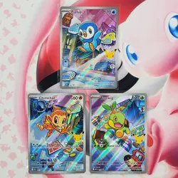 Piplup 042 + Chimchar 041 + Turtwig 040 - First Partner Pokemon Cards - #L410 - Image 1