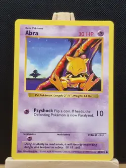 Pokemon 1999 WOTC Base Set Shadowless Abra 43/102 - Near Mint - Image 1