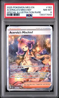 2025 POKEMON MEG EN-MEGA EVOLUTION #183 ACEROLA'S MISCHIEF PSA 8 - Image 1
