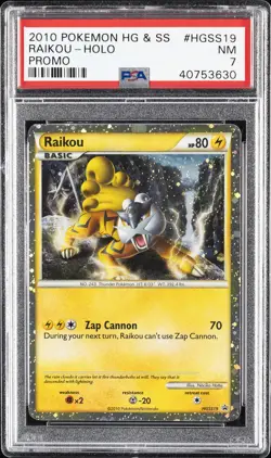 2010 POKEMON HEARTGOLD & SOULSILVER PROMO #HGSS19 RAIKOU-HOLO PSA 7 - Image 1