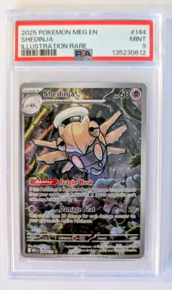 PSA 9 Mint Shedinja 144/132 Illustration Rare Full Art - Pokemon ME01 MEG - Image 1