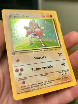 1999 Pokemon 1st Edition Hitmonchan Holo 7/102 (Italian) - MP Quality - Image 4