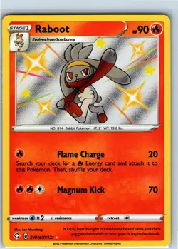 Pokemon Card - Raboot SV016/SV122 Shining Fates: Shiny Vault - NM - Image 1