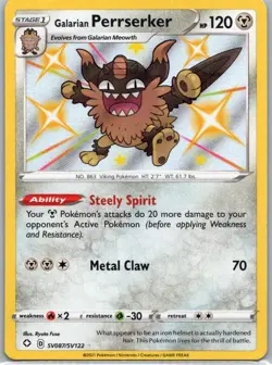 Pokemon TCG Galarian Perrserker SV087 Shining Fates Holo NM - Image 1
