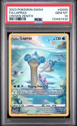 2023 POKEMON SWORD & SHIELD CROWN ZENITH #GG05 FULL ART/LAPRAS PSA 10 - Image 1