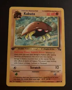 Pokemon TCG Kabuto 50/62 Fossil 1st Edition Regular Rare - Image 1
