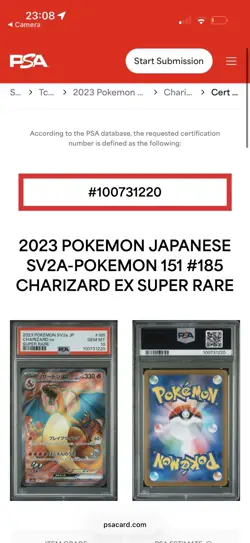 PSA 10 Charizard ex SR Super Rare 185/165 Japanese sv2a Pokemon Card Game 151 - Image 4