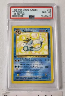 Vaporeon 1st Edition 12/64 - Jungle Set *PSA 8 - NM-MT* Rare Pokemon Card - Image 3