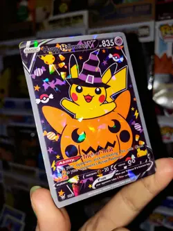 CUSTOM Trick-or-Treat Pumpkin Pikachu Halloween Pokemon Card - Image 1