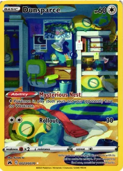 Pokemon TCG Dunsparce Crown Zenith: Galarian Gallery GG23/GG70 Holo Rare NM - Image 1