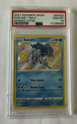 2021 POKEMON SWORD & SHIELD SHINING FATES #SV022 SUICUNE-HOLO PSA 10 - Image 1