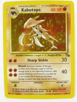 Kabutops 9/62 Holo Fossil Unlimited LP Pokemon TCG - Image 1