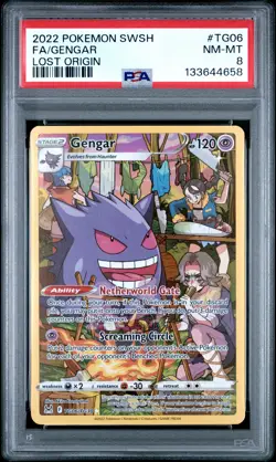 2022 POKEMON SWORD & SHIELD LOST ORIGIN #TG06 FULL ART/GENGAR PSA 8 - Image 1