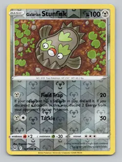 Reverse Holo Galarian Stunfisk 127/196 Uncommon Lost Origin Pokemon - Image 1