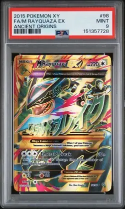 2015 POKEMON XY ANCIENT ORIGINS 98 FULL ART/M RAYQUAZA EX PSA 9 NEW CERT MINT - Image 1