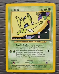 Celebi 16/64 Neo Revelation Rare Non-Holo Unlimited WOTC Pokemon Card MP - Image 1