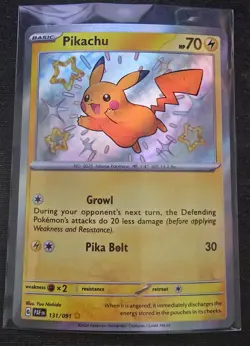 Pikachu (Shiny Rare, Basic) 131/091 SV: Paldean Fates Holo Pokemon TCG Card - Image 1