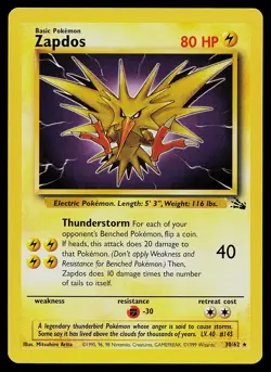 Pokemon Card - Zapdos Fossil 30/62 Rare - Image 1