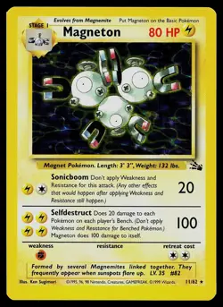 Pokemon Card - Magneton Fossil 11/62 Holo Unlimited Holo Rare - Image 1