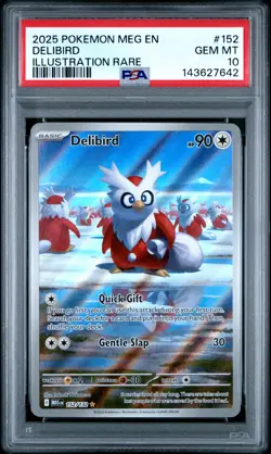 2025 POKEMON MEG EN-MEGA EVOLUTION ILLUSTRATION RARE #152 DELIBIRD PSA 10 - Image 1