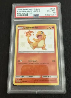2019 POKEMON SUN & MOON HIDDEN FATES #SV6 CHARMANDER-HOLO PSA 10 - Image 1